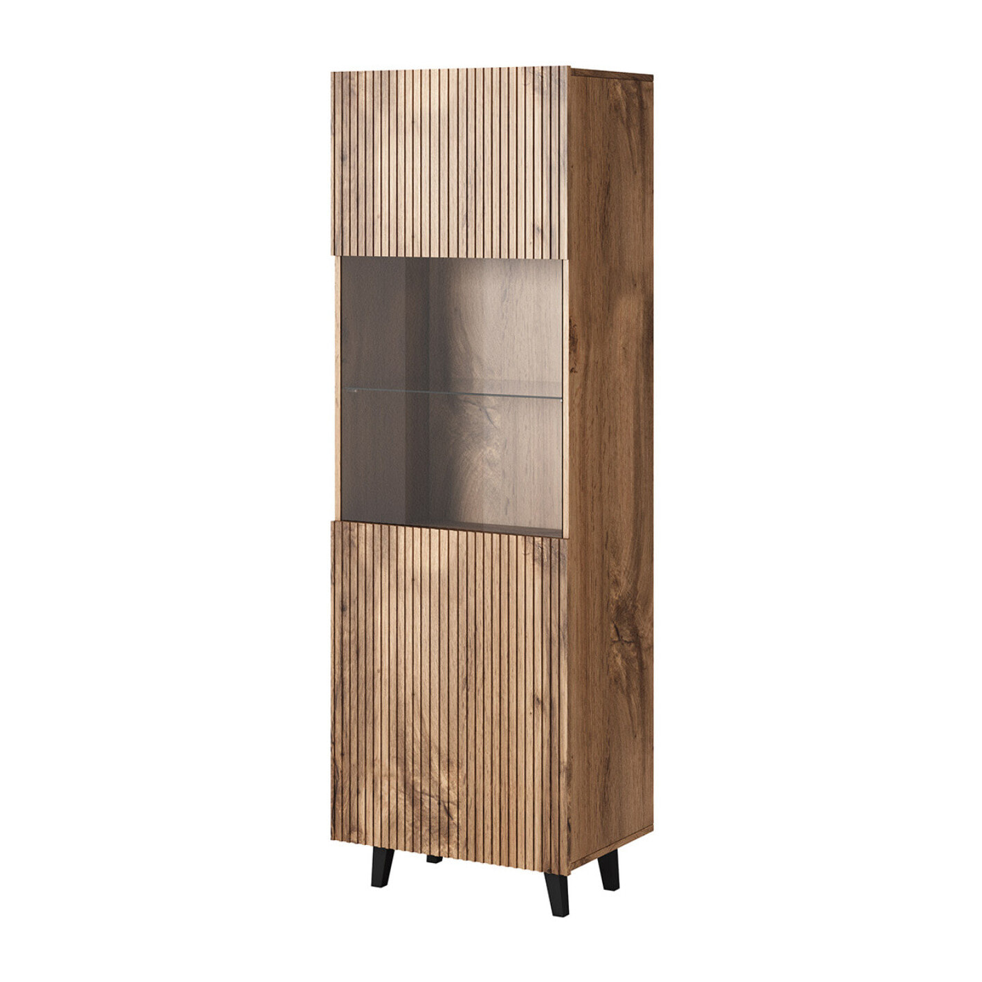 Come - vitrine - effet bois - 1 porte - 60x182 cm - Bois