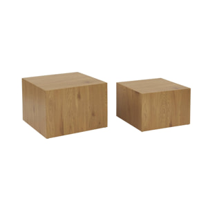 Lot de 2 tables basses carrées effet frêne SYLVA L 58 x l 58 x H 40cm / L 50 x l 50 x H 33cm