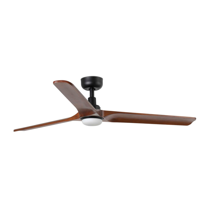 HEYWOOD L LED Ventilateur noir/bois foncé DC