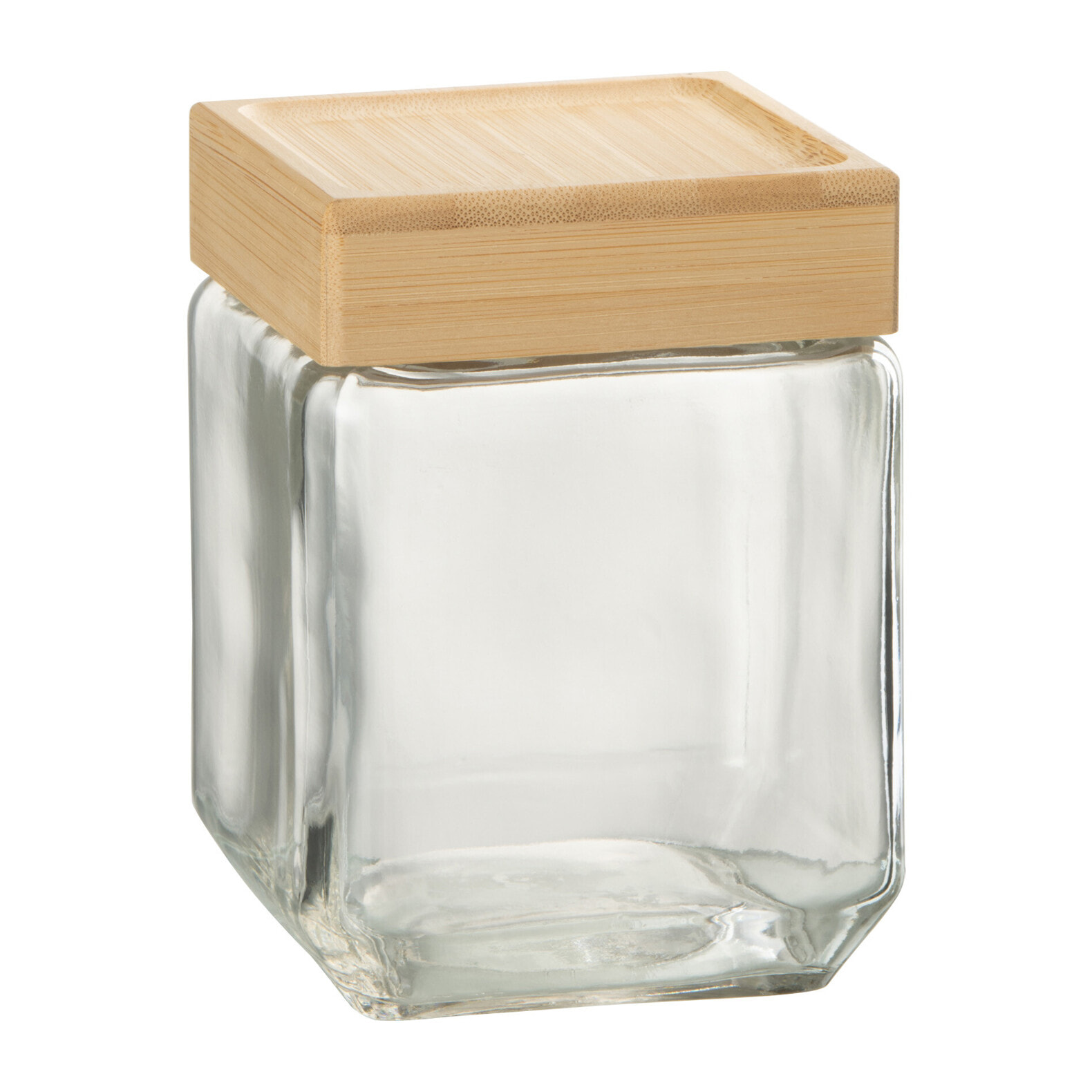 J-Line pot de conservation Louis - verre/bambou - transparent/naturel - medium
