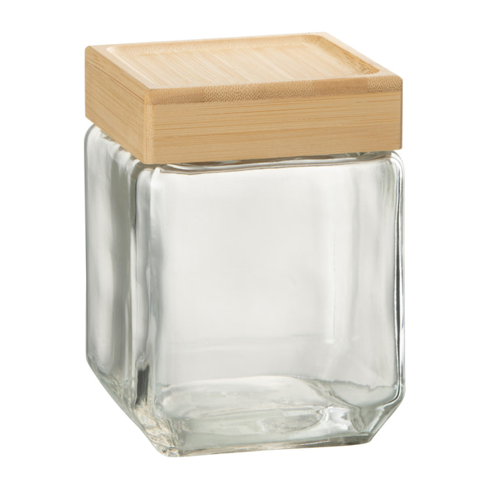 J-Line pot de conservation Louis - verre/bambou - transparent/naturel - medium