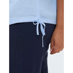 Fiorella Rubino - Camiseta de mezcla de lino - Light - blue