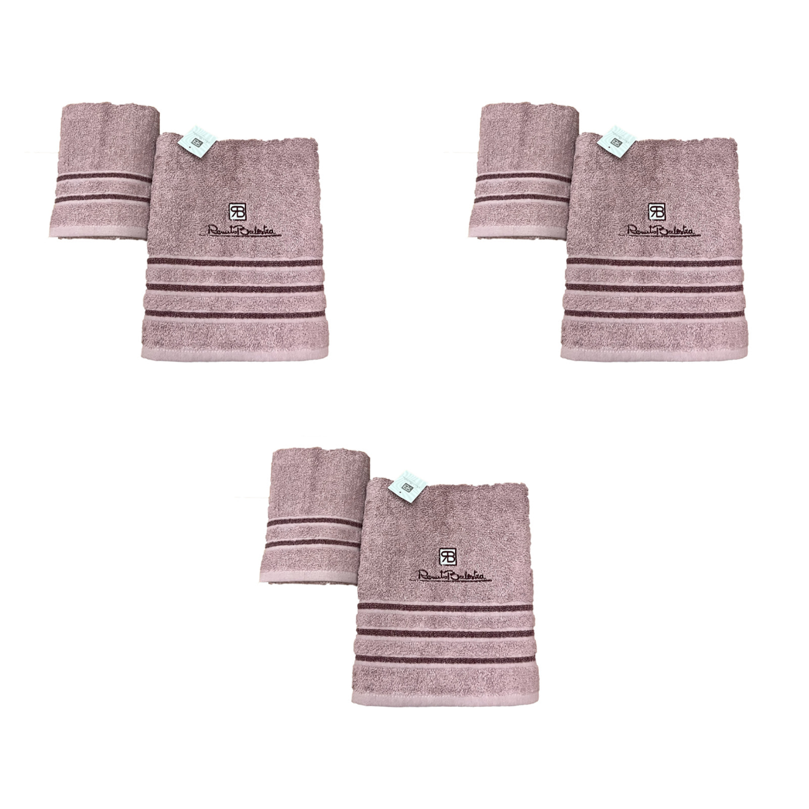 Renato Balestra 3 Set di 2 Asciugamani da bagno (1 viso e 1 bidet) Cipria