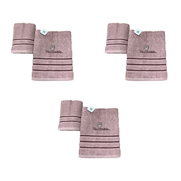 Renato Balestra 3 Set di 2 Asciugamani da bagno (1 viso e 1 bidet) Cipria