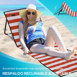 Conjunto de 2 Esterillas de Playa Plegable Esteras Acolchadas con Respaldo Reclinable y Bolsa de Transporte para Jardín Camping 142x51x40 cm Rojo y Blanco