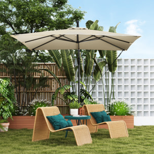Parasol déporté carré inclinable 2,5 x 2,5 m - manivelle - housse protection incluse - kaki