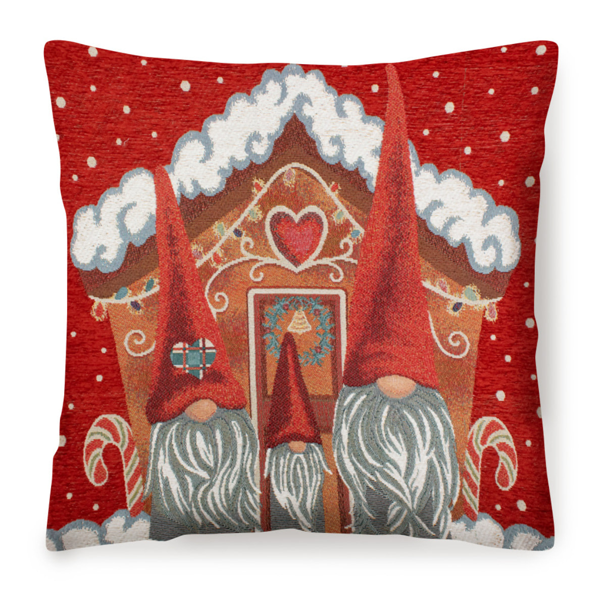 COPPIA CUSCINI ARREDO JACQUARD SFODERABILI 50X50 CM PAN DI ZENZERO ROSSO