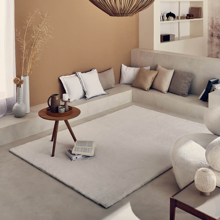 AVA - Tapis doux à poils longs lavable en machine - Blanc