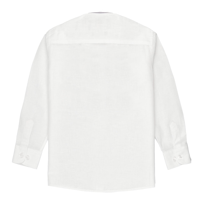 Camicia lino button down con ricamo logo Polo Club St Martin Bianco
