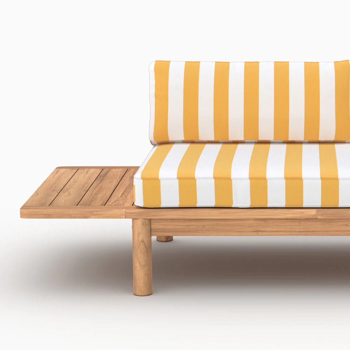 Salon de jardin 2 personnes en teck massif et tissu rayé jaune - Nadila