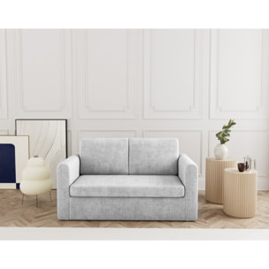 Marilia - Canapé 2 places convertible déplimousse en velours texturé - Gris clair