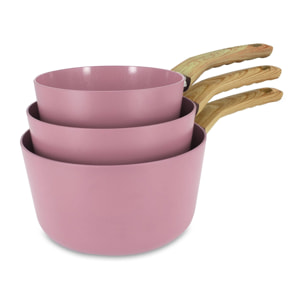 Lot de 3 casseroles en aluminium recyclé lilas - tous feux COLORAMA