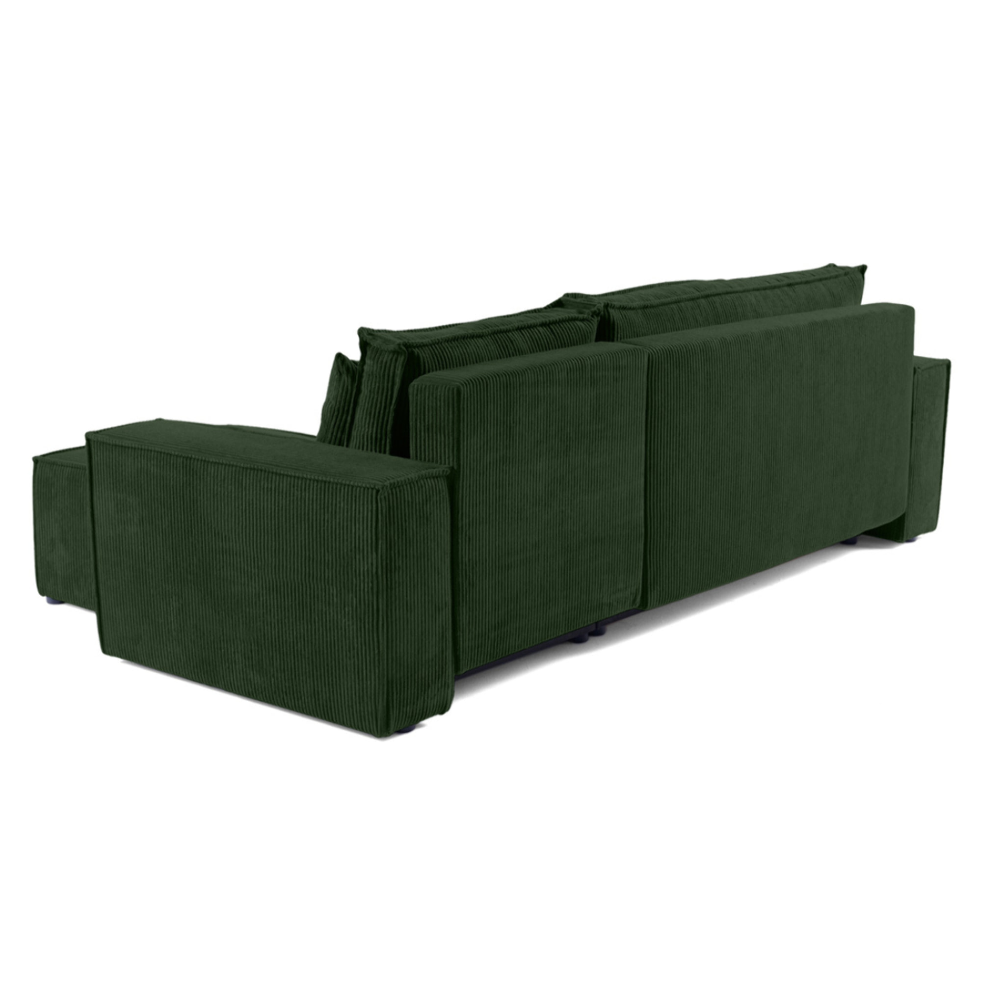 Cezanne - canapé d'angle réversible - 4 places - convertible avec coffre - en velours côtelé - Vert