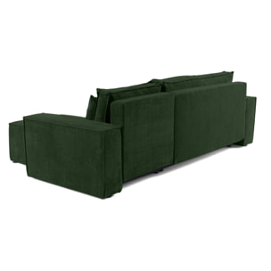 Cezanne - canapé d'angle réversible - 4 places - convertible avec coffre - en velours côtelé - Vert