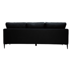 Canapé 3 places cuir noir et métal noir JOPLIN
