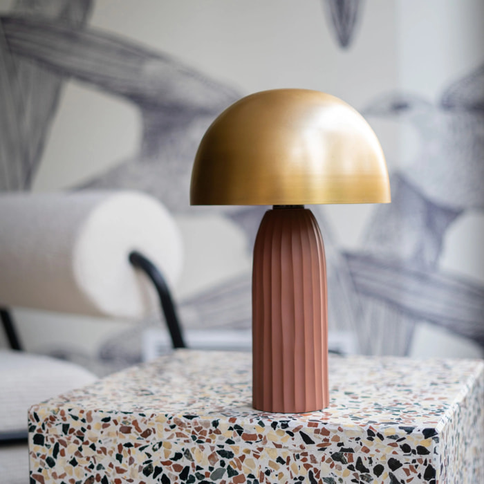 Lampe en métal terracotta et doré - Joy