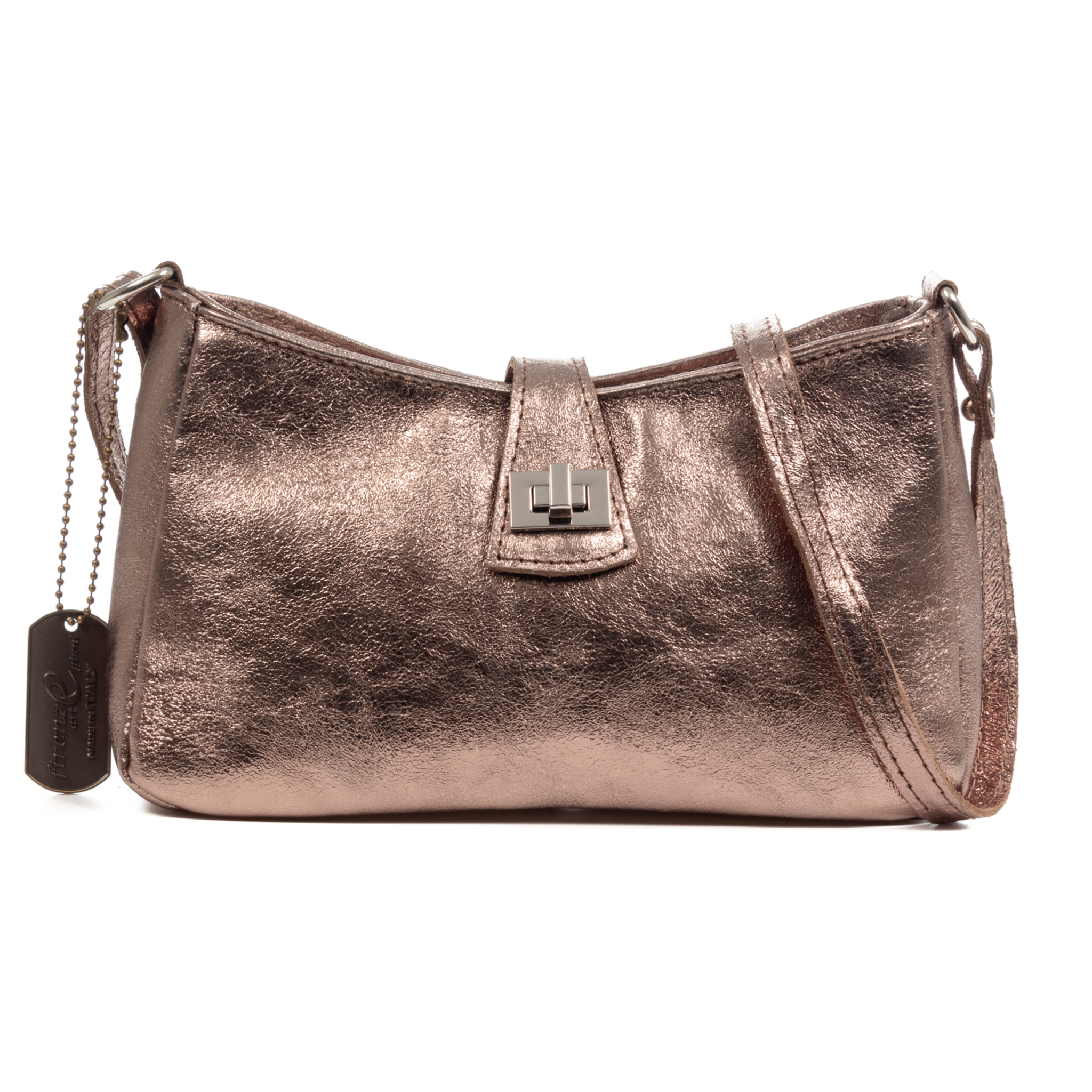 Arsoli bolso bandolera mujer. Piel auténtica Gamuza lacada brillante.