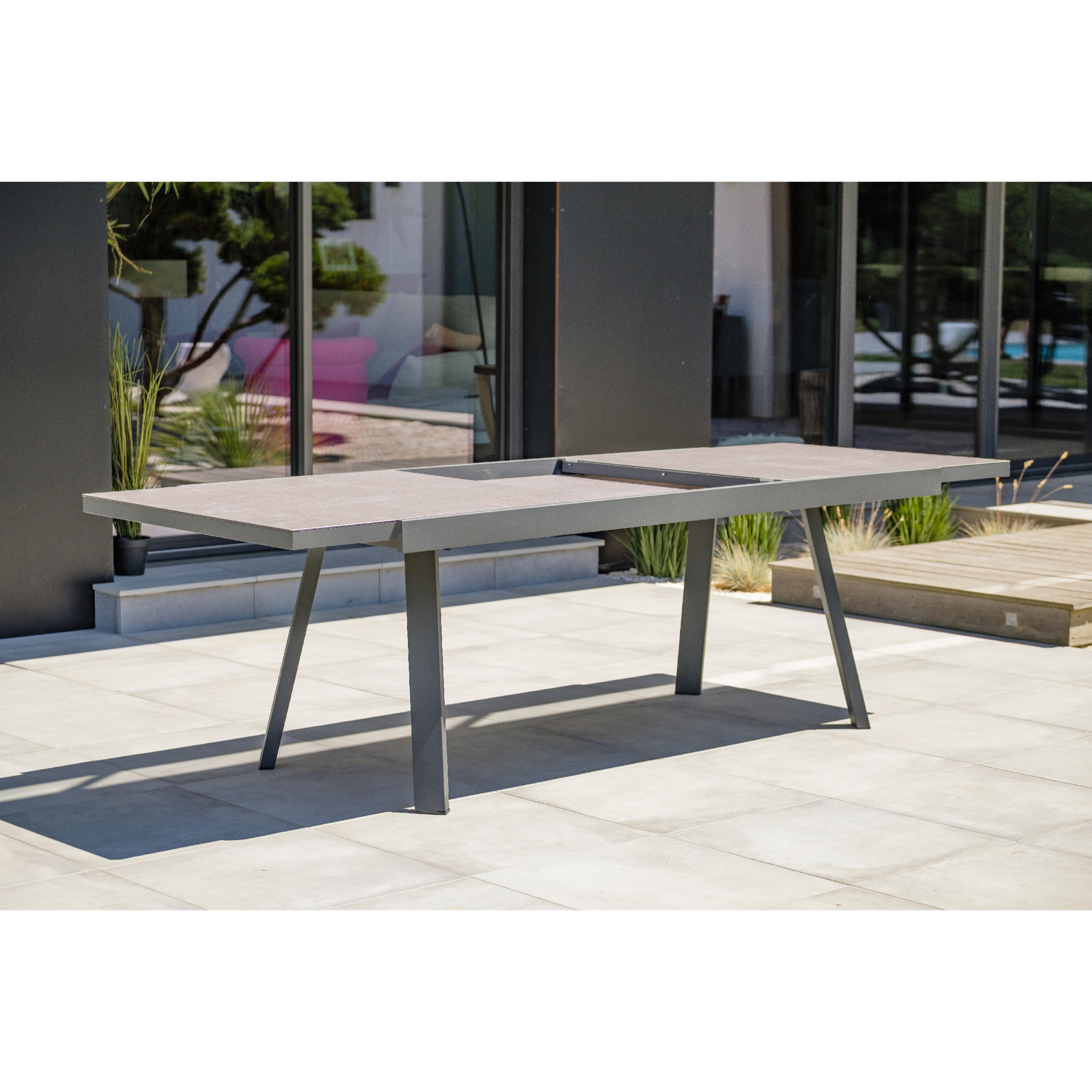 STOCKHOLM - Table de jardin 12 places en aluminium et céramique