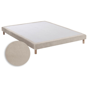 Sommier tapissier EDEN crème, bois massif, chenille bouclettes