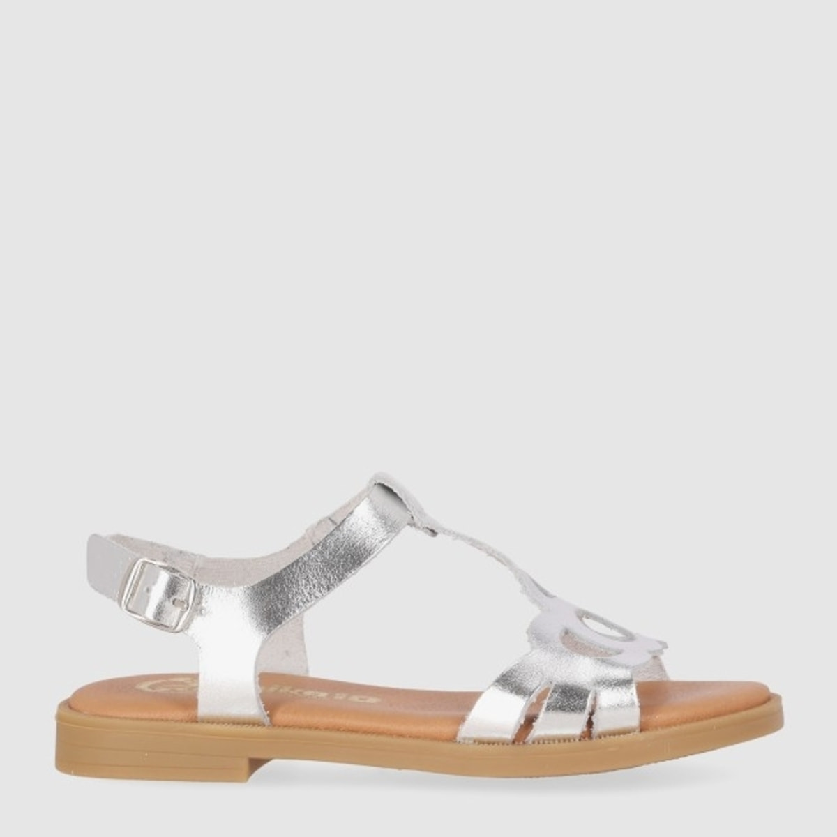 Sandalias de Piel - Plata - Tacón: Bajo