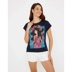 Camiseta Manga Corta Azul Marino- Pelzoflor