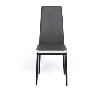 Chaises Jodie imitation cuir et pieds métal - Gris - blanc