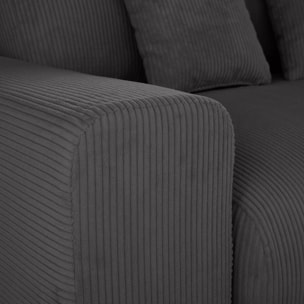 Garance - module d'assise 2 places avec accoudoir gauche - en velours côtelé - Gris foncé