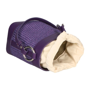Borsa a secchiello da donna - Modello Alyssa - Pelle & Paglia - 13.0 x 16.0 x 10.0 cm