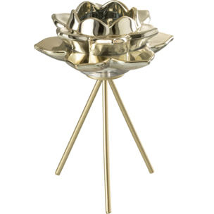 J-Line photophore Sur Pied Fleur - verre - or - large