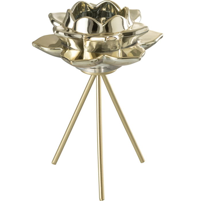 J-Line photophore Sur Pied Fleur - verre - or - large