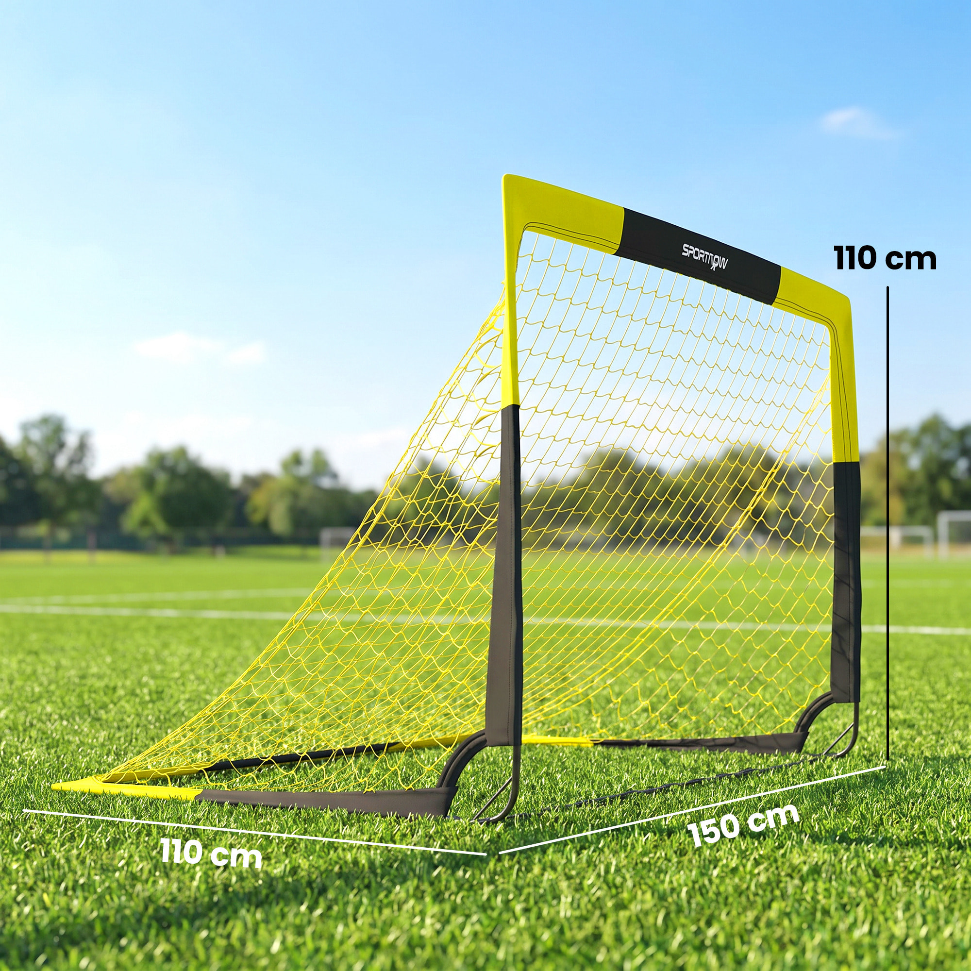 But de football pop-up portable 150 x 110 x 110 cm sac de transport jaune noir