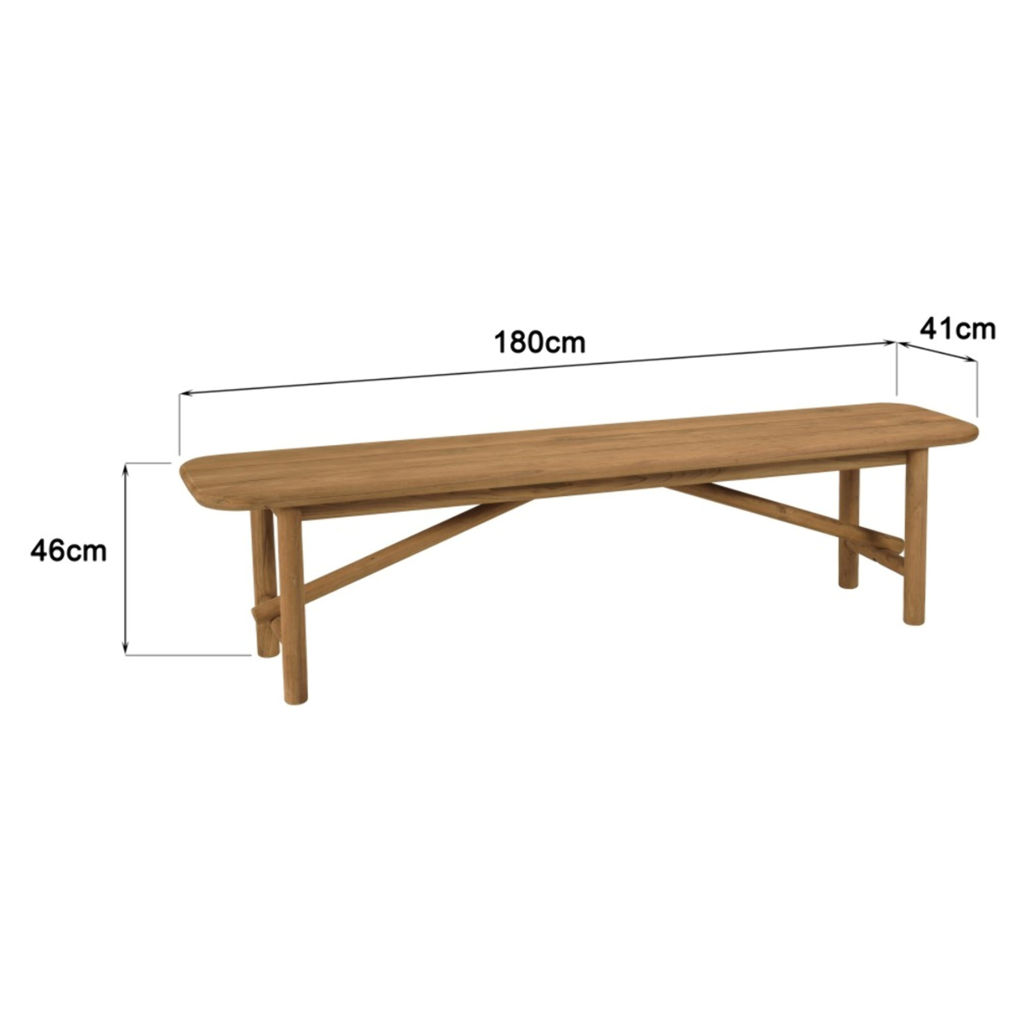 COLINE - Banc de jardin 180x40cm en bois de teck recyclé couleur naturelle