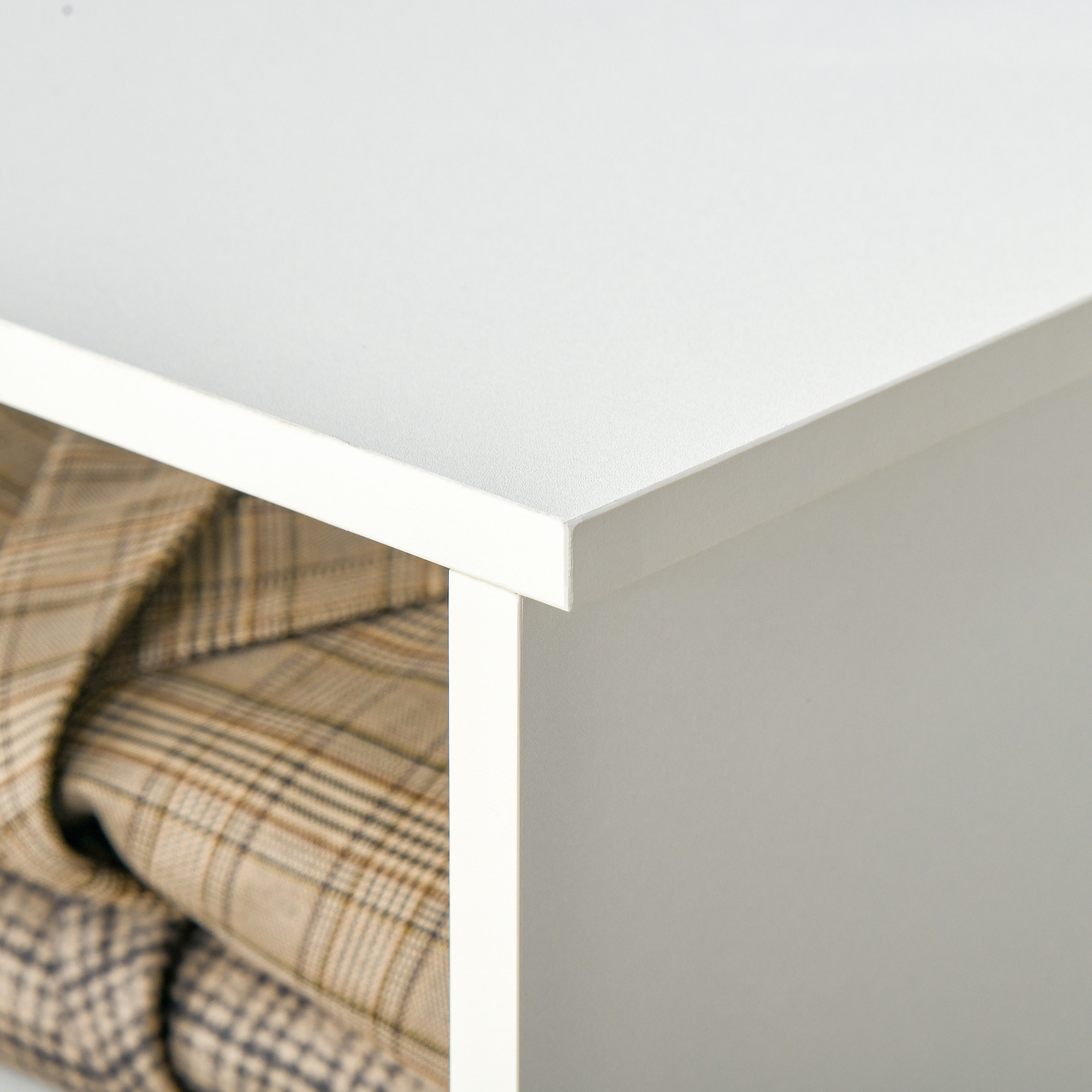 Armoire - meuble multi-rangements - placard porte 5 étagères, 3 niches, 2 tiroirs - panneaux de particules blanc