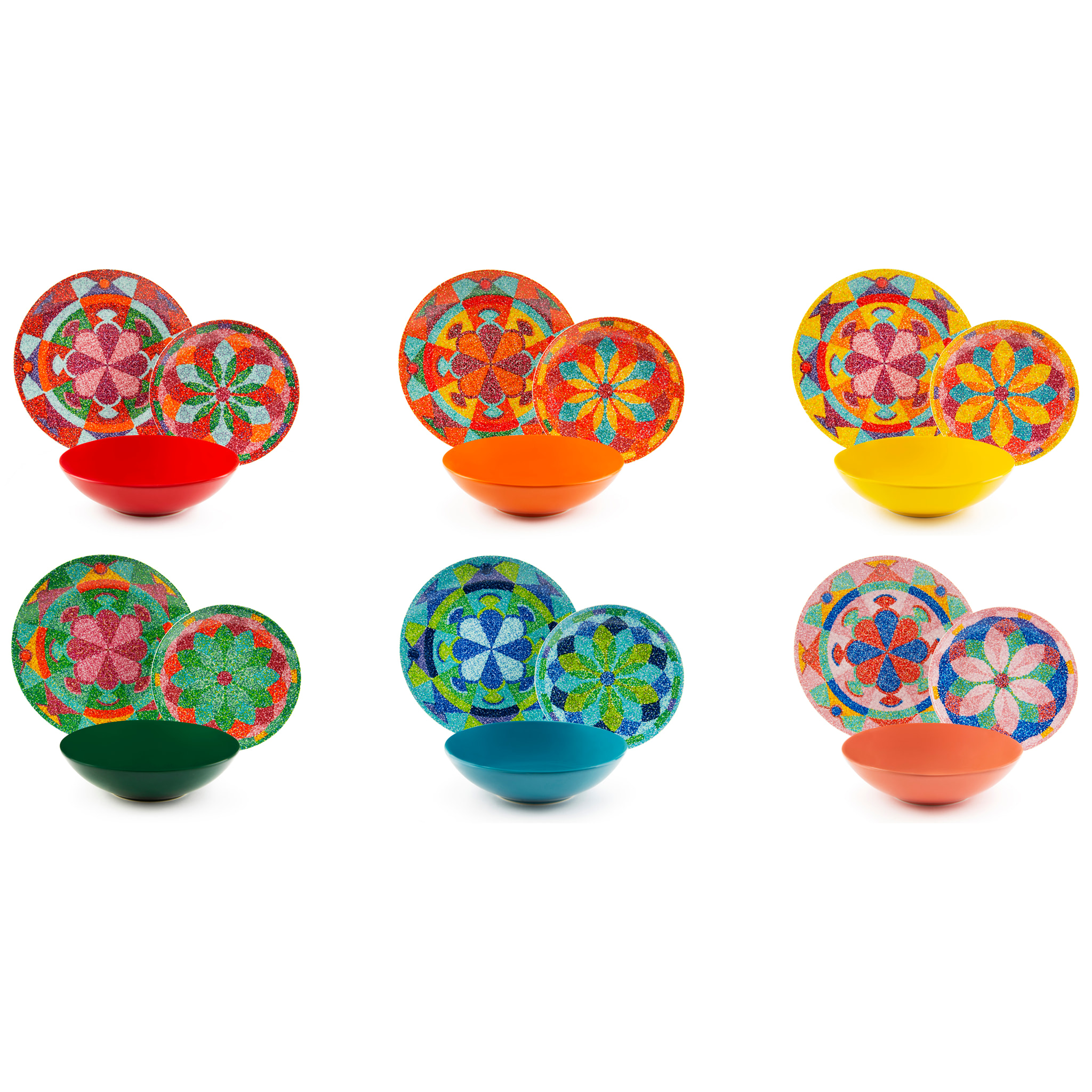 Servizio piatti 18 pezzi Excelsa Seurat, porcellana e stoneware multicolore