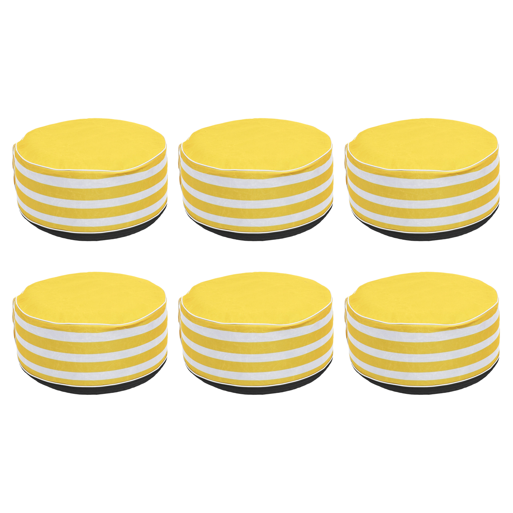 Pouf Gonflable Rayures Jaunes - Lot De 6