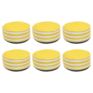 Pouf Gonflable Rayures Jaunes - Lot De 6