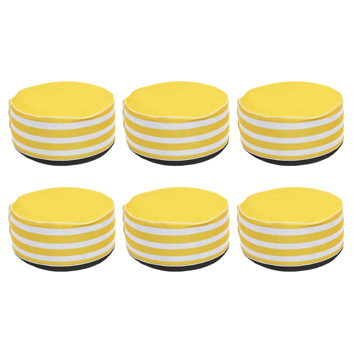 Pouf Gonflable Rayures Jaunes - Lot De 6