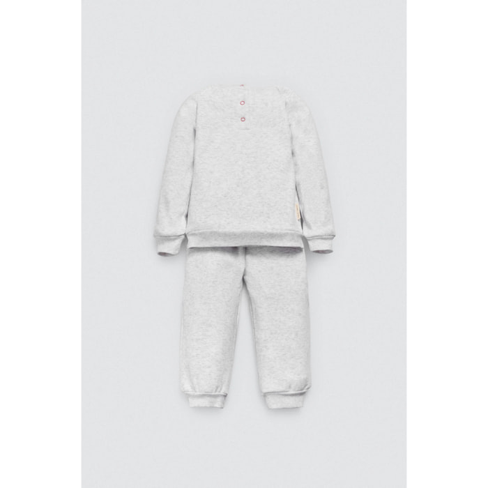 Set per neonato con felpa stampata grigia e jogger
