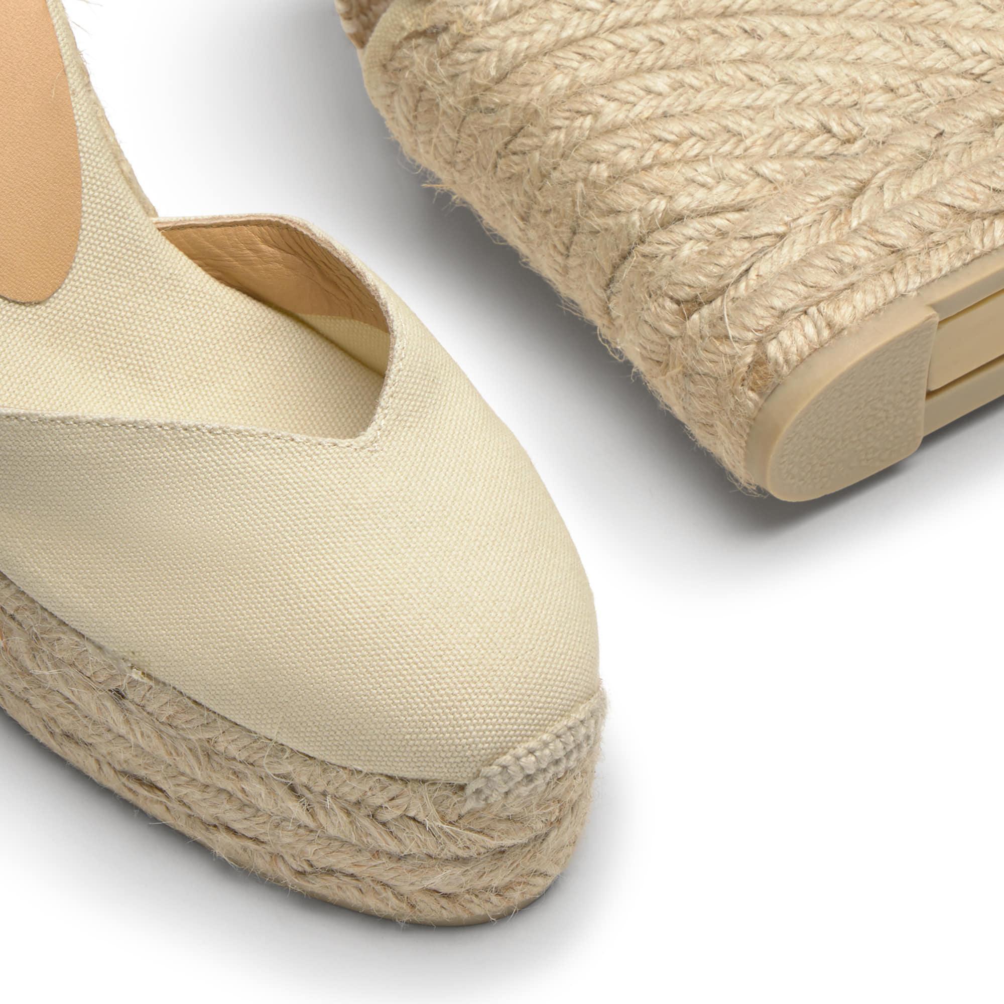 Alpargatas de cuña de mujer Chiara en algodón orgánico, cierre mediante lazada y doble plataforma