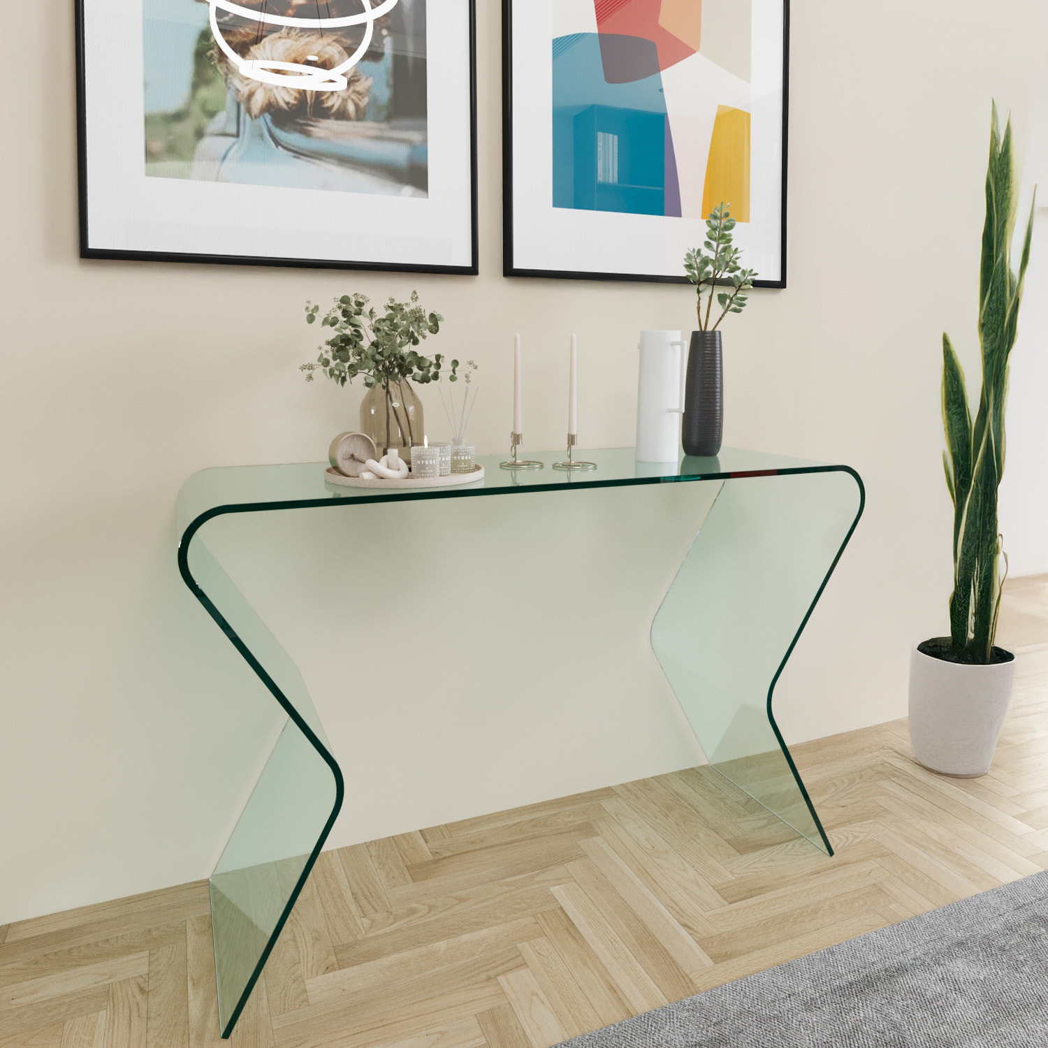 Consolle Tavolo Scrivania Ingresso Soggiorno Camera Letto Salotto Ufficio Sala Vetro Cristallo Tavolino Stretto Design Moderno Elegante 120 x 82 x 40