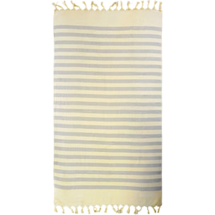 Fouta doublée éponge - Fidji Taupe - 90x160cm - 340g/m²