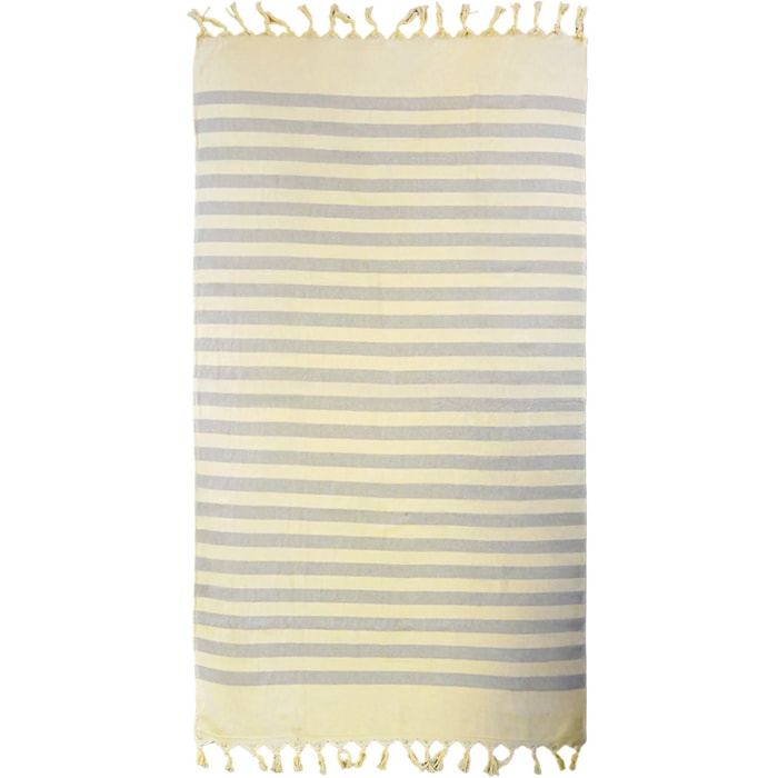 Fouta doublée éponge - Fidji Taupe - 90x160cm - 340g/m²
