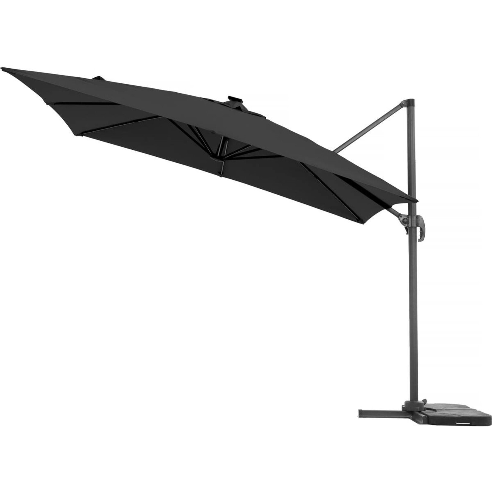 Parasol déporté avec LED - "Sun 4 Luxe" - 3 x 4 m - Noir