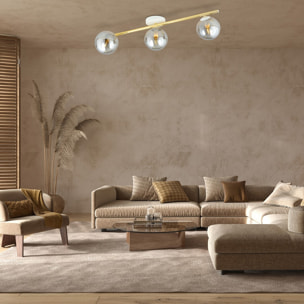 Lampada a sospensione SPLENDI in acciaio bianco e oro con diffusori grafite