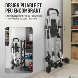 Chariot de courses pliable 3 en 1 tabouret sac à bandoulière 40L poignée telescopique compartiment isotherme alu noir