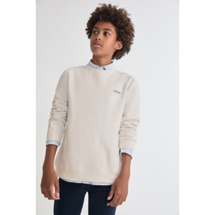 Sudadera de cuello redondo y manga larga con logo discreto bordado en el pecho, corte oversize | Color: Crudo | Street Monkey