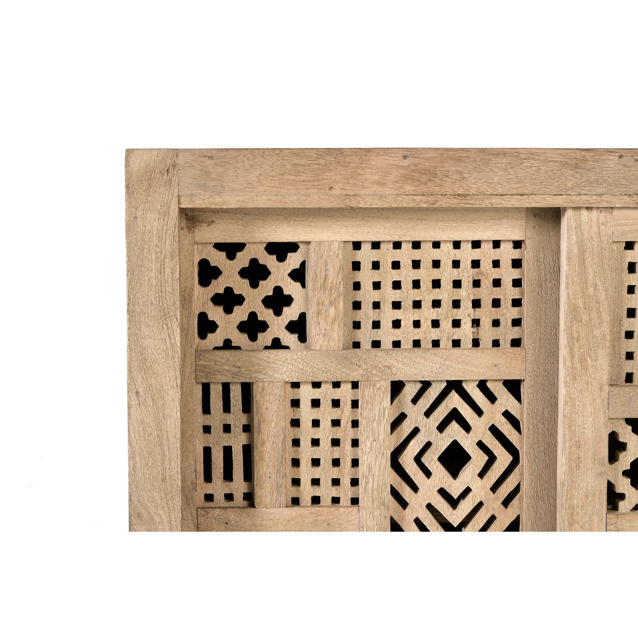 Cómoda de Madera de Mango 90 Cm Estilo Boho Tallado