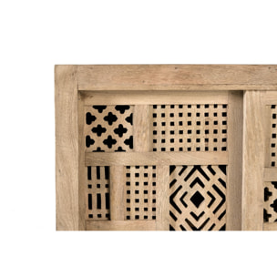 Cómoda de Madera de Mango 90 Cm Estilo Boho Tallado