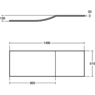 Ideal standard Tablier frontal 150 cm asymétrique Connect Air blanc