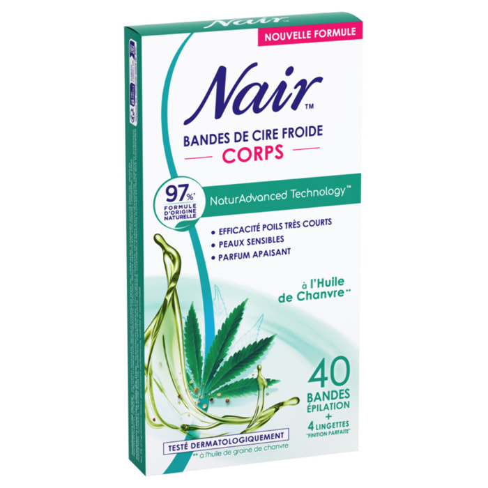 Pack de 2 - Nair - Bandes de cire froide Corps à l'huile de chanvre -